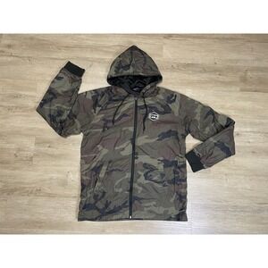 Rare Spy Sunglasses Camo Green Mens Sz S Full Zip Hooded Windbreaker